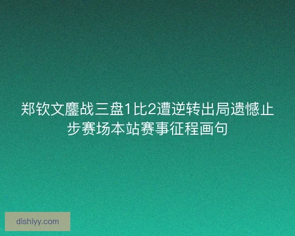 郑钦文鏖战三盘1比2遭逆转出局遗憾止步赛场本站赛事征程画句