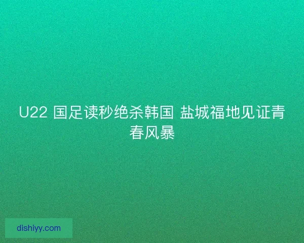 U22 国足读秒绝杀韩国 盐城福地见证青春风暴